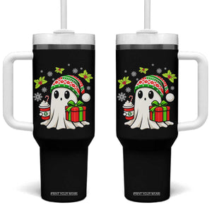 Ghost Santa Christmas Tumbler With Handle Holiday Xmas Halloween TS10 One Size: 40 oz Black Print Your Wear