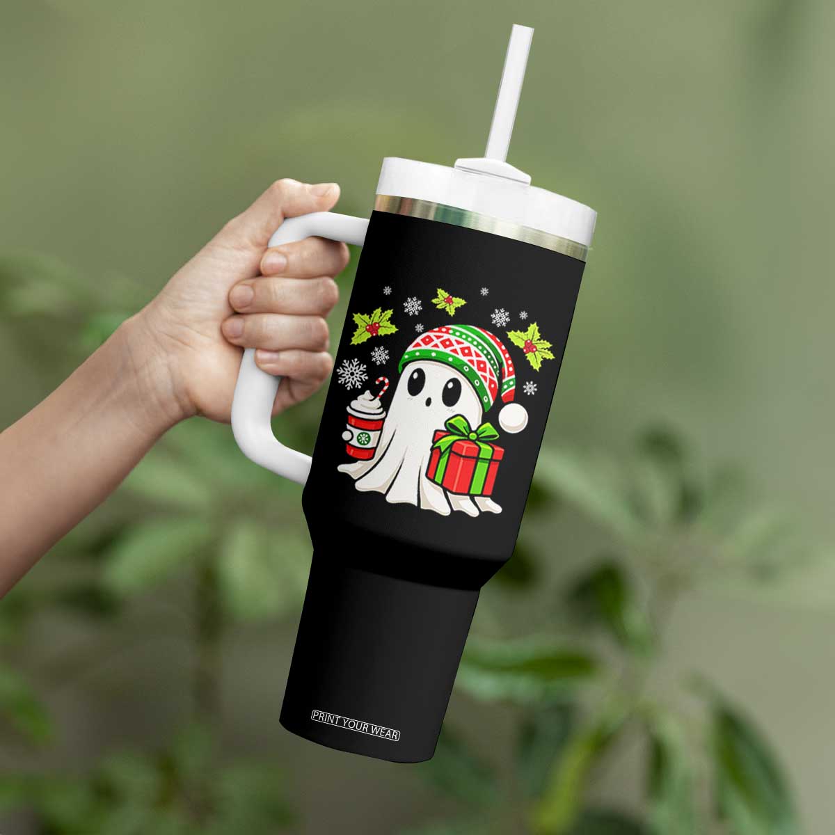 Ghost Santa Christmas Tumbler With Handle Holiday Xmas Halloween TS10 Print Your Wear