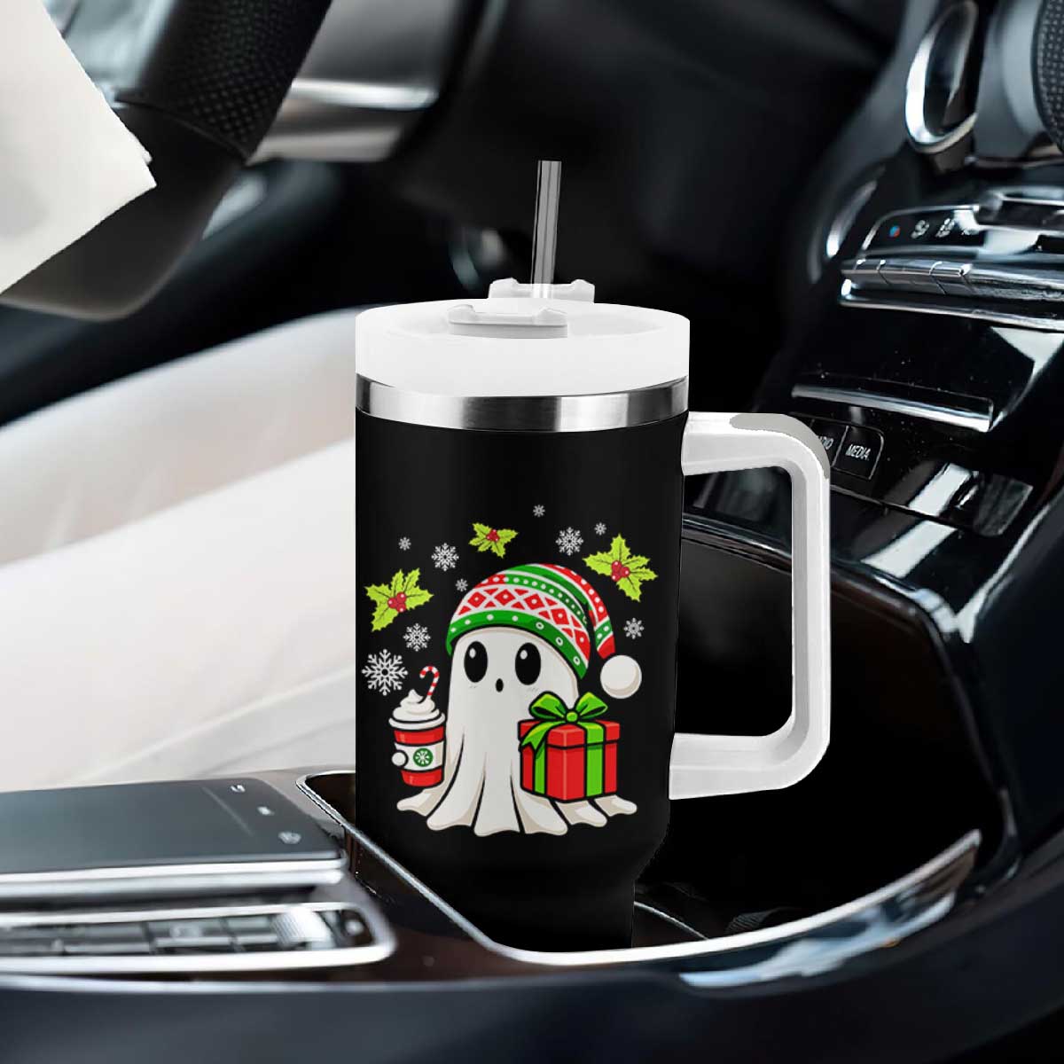Ghost Santa Christmas Tumbler With Handle Holiday Xmas Halloween TS10 Print Your Wear