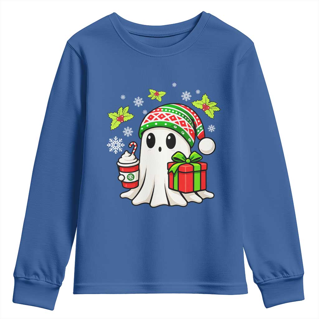 Ghost Santa Christmas Youth Sweatshirt Holiday Xmas Halloween TS10 Royal Blue Print Your Wear