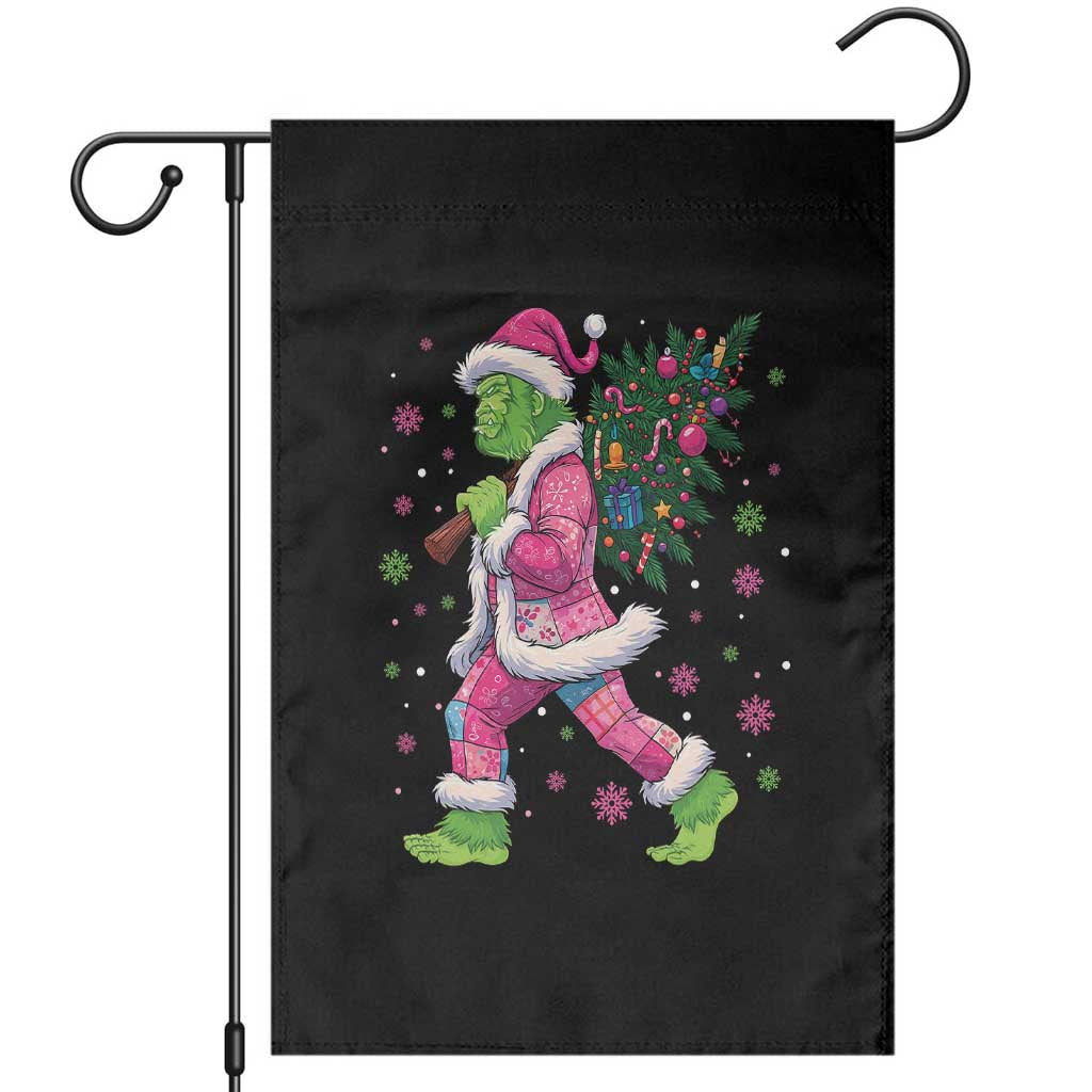 Bigfoot Christmas Tree Garden Flag Pink Xmas Funny Green Sasquatch TS10 Black Print Your Wear