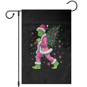 Bigfoot Christmas Tree Garden Flag Pink Xmas Funny Green Sasquatch TS10 Black Print Your Wear