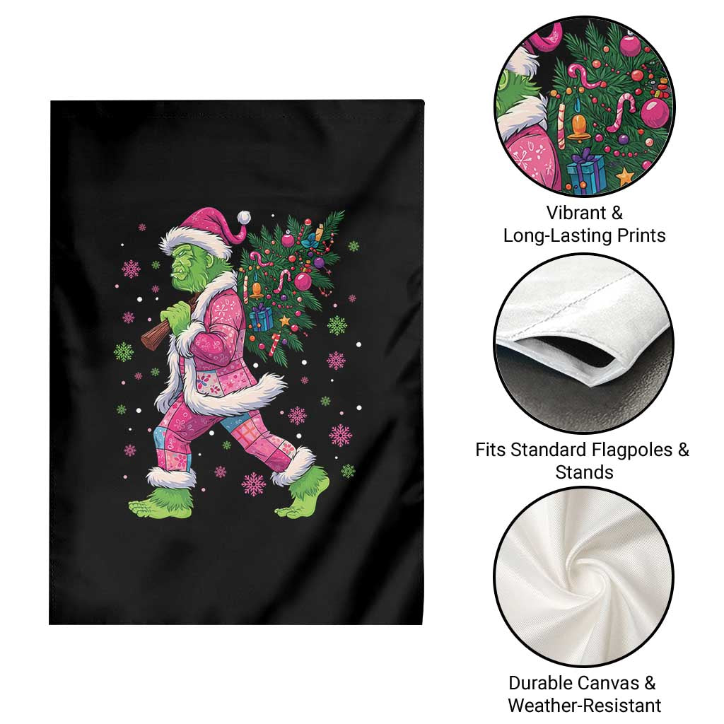 Bigfoot Christmas Tree Garden Flag Pink Xmas Funny Green Sasquatch TS10 Print Your Wear