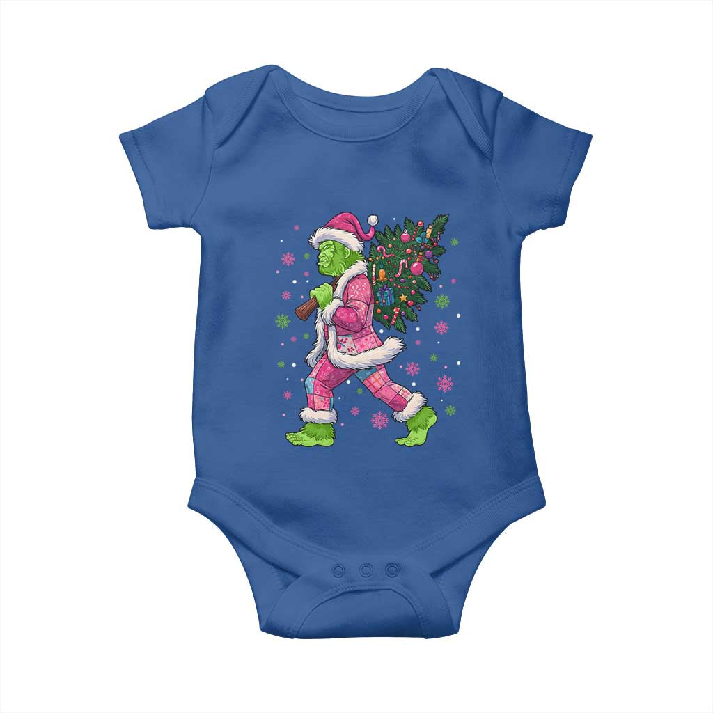 Bigfoot Christmas Tree Baby Onesie Pink Xmas Funny Green Sasquatch TS10 Royal Blue Print Your Wear
