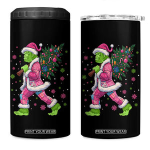 Bigfoot Christmas Tree 4 in 1 Can Cooler Tumbler Pink Xmas Funny Green Sasquatch TS10 One Size: 16 oz Black Print Your Wear