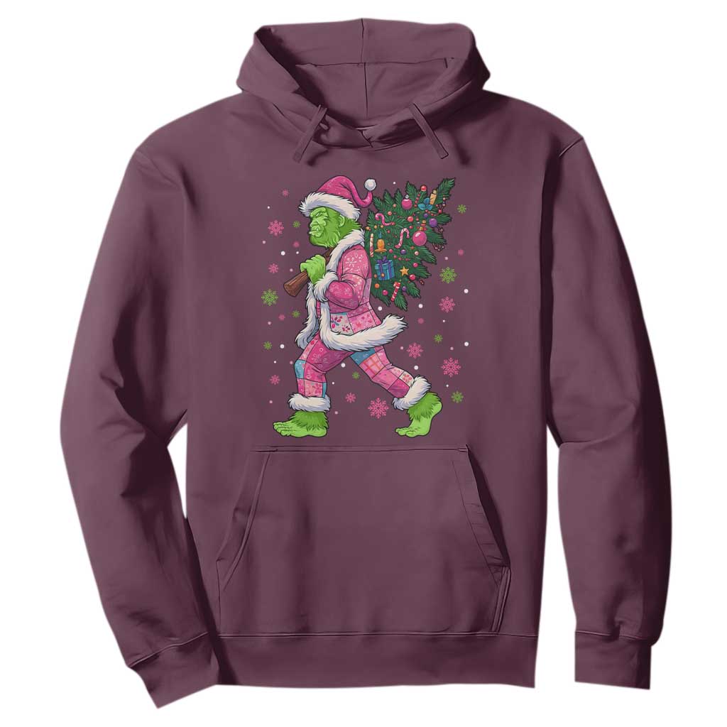 Bigfoot Christmas Tree Hoodie Pink Xmas Funny Green Sasquatch TS10 Maroon Print Your Wear