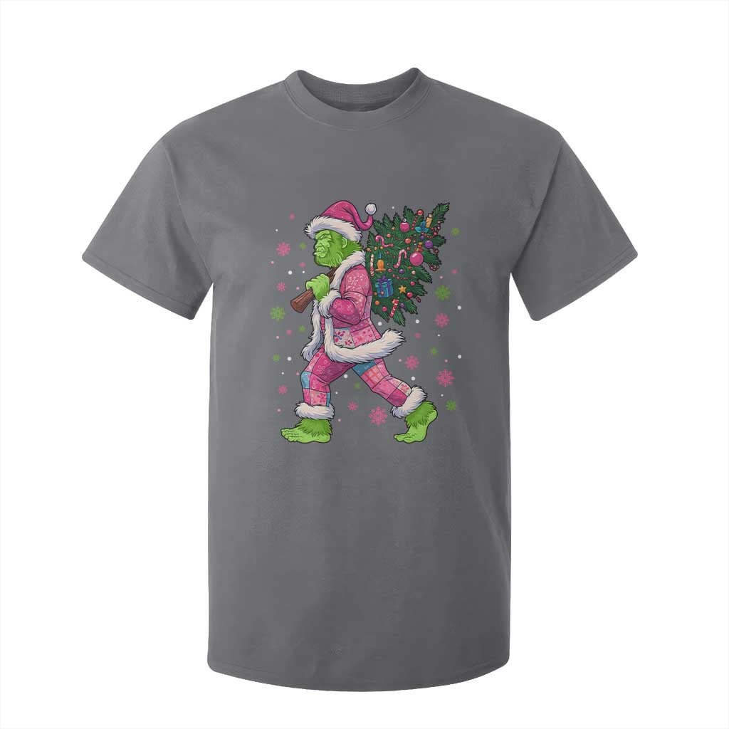 Bigfoot Christmas Tree T Shirt For Kid Pink Xmas Funny Green Sasquatch TS10 Charcoal Print Your Wear
