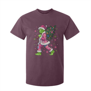 Bigfoot Christmas Tree T Shirt For Kid Pink Xmas Funny Green Sasquatch TS10 Maroon Print Your Wear