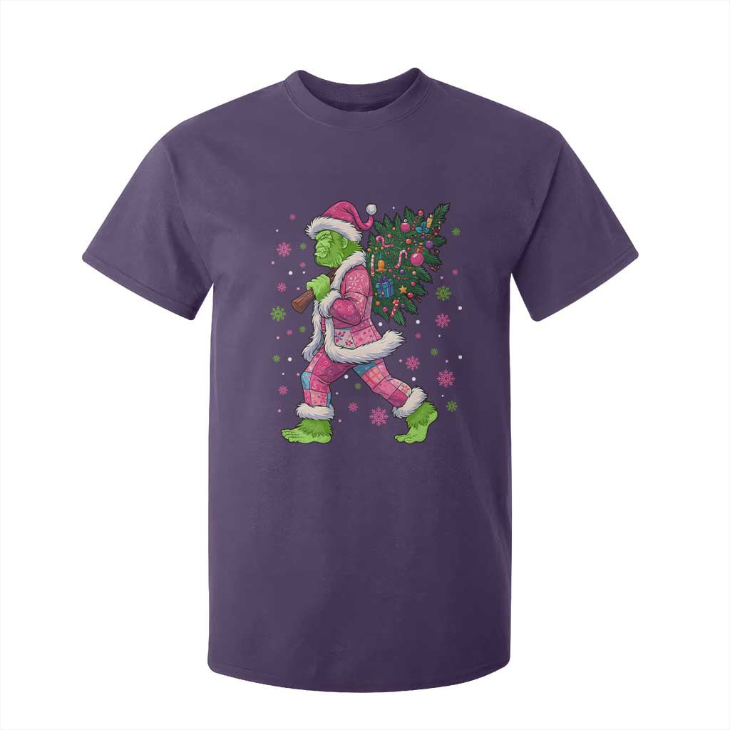 Bigfoot Christmas Tree T Shirt For Kid Pink Xmas Funny Green Sasquatch TS10 Purple Print Your Wear