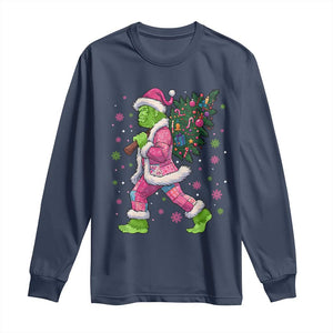 Bigfoot Christmas Tree Long Sleeve Shirt Pink Xmas Funny Green Sasquatch TS10 Navy Print Your Wear