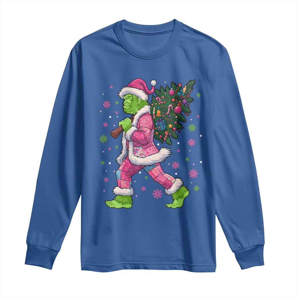 Bigfoot Christmas Tree Long Sleeve Shirt Pink Xmas Funny Green Sasquatch TS10 Royal Blue Print Your Wear