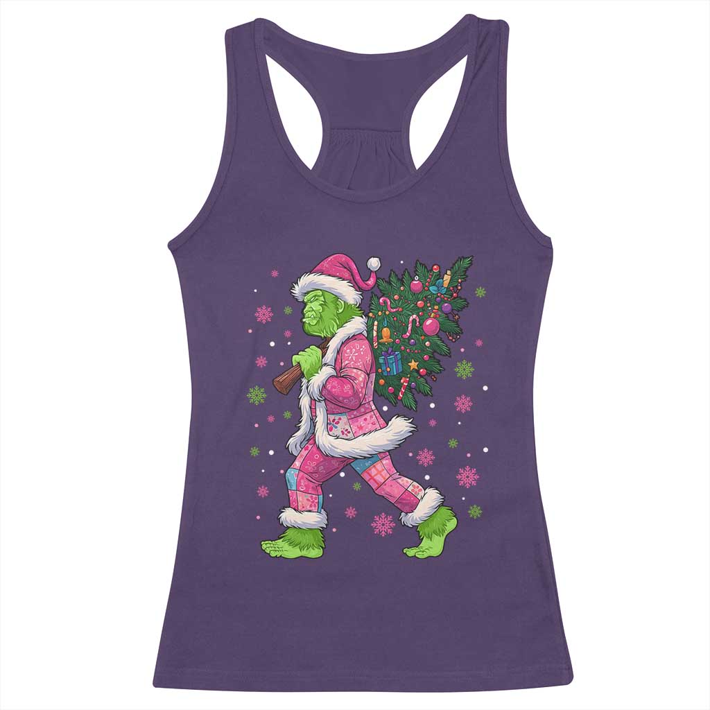 Bigfoot Christmas Tree Racerback Tank Top Pink Xmas Funny Green Sasquatch TS10 Purple Print Your Wear