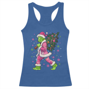 Bigfoot Christmas Tree Racerback Tank Top Pink Xmas Funny Green Sasquatch TS10 Royal Blue Print Your Wear