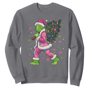 Bigfoot Christmas Tree Sweatshirt Pink Xmas Funny Green Sasquatch TS10 Charcoal Print Your Wear