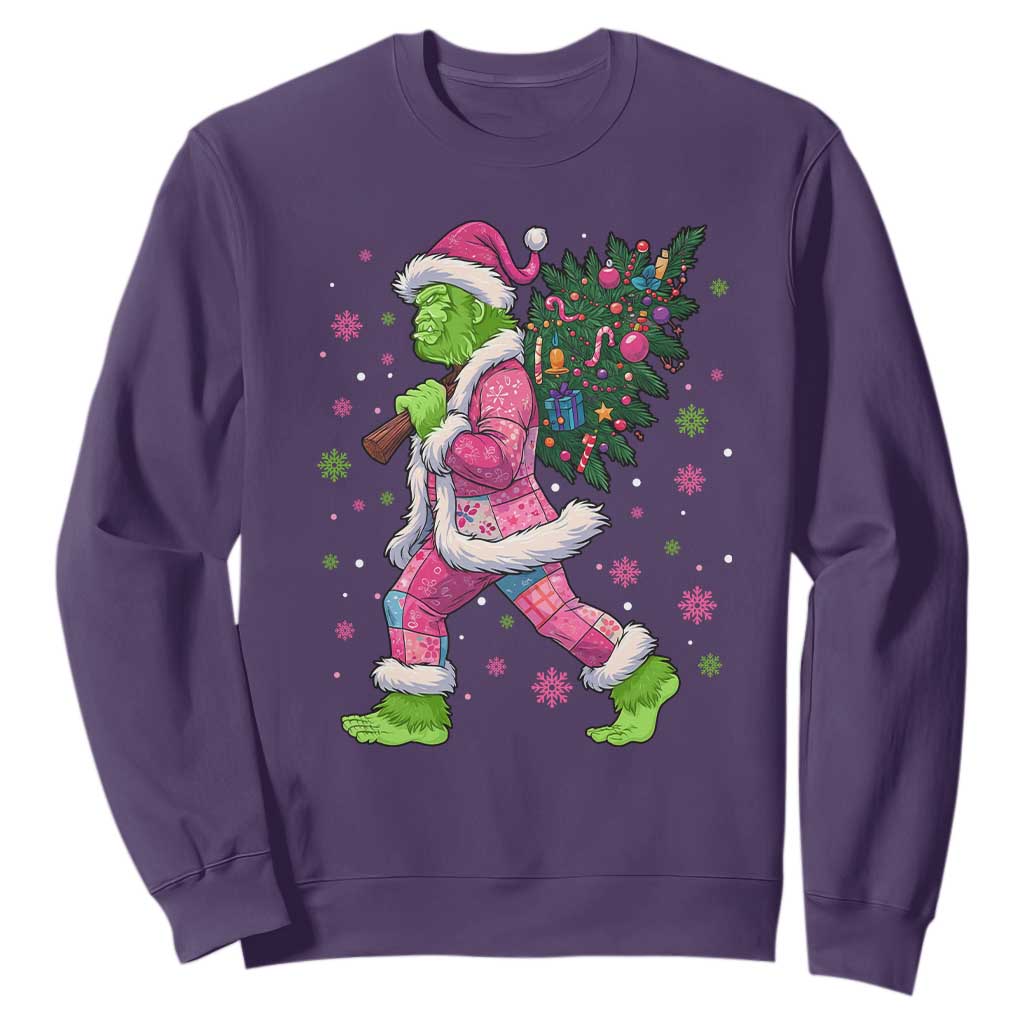 Bigfoot Christmas Tree Sweatshirt Pink Xmas Funny Green Sasquatch TS10 Purple Print Your Wear
