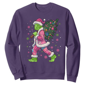 Bigfoot Christmas Tree Sweatshirt Pink Xmas Funny Green Sasquatch TS10 Purple Print Your Wear