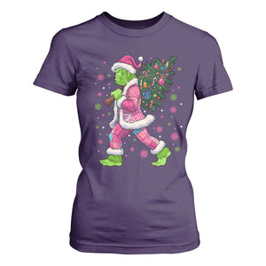 Bigfoot Christmas Tree T Shirt For Women Pink Xmas Funny Green Sasquatch TS10 Purple Print Your Wear