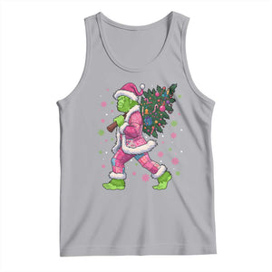 Bigfoot Christmas Tree Tank Top Pink Xmas Funny Green Sasquatch TS10 Athletic Heather Print Your Wear