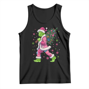 Bigfoot Christmas Tree Tank Top Pink Xmas Funny Green Sasquatch TS10 Black Print Your Wear
