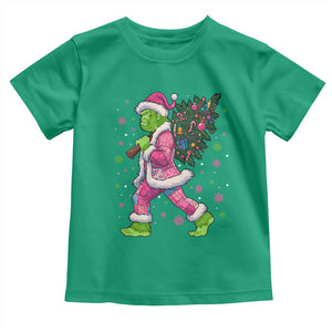 Bigfoot Christmas Tree Toddler T Shirt Pink Xmas Funny Green Sasquatch TS10 Irish Green Print Your Wear