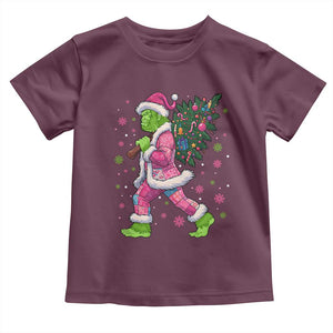 Bigfoot Christmas Tree Toddler T Shirt Pink Xmas Funny Green Sasquatch TS10 Maroon Print Your Wear
