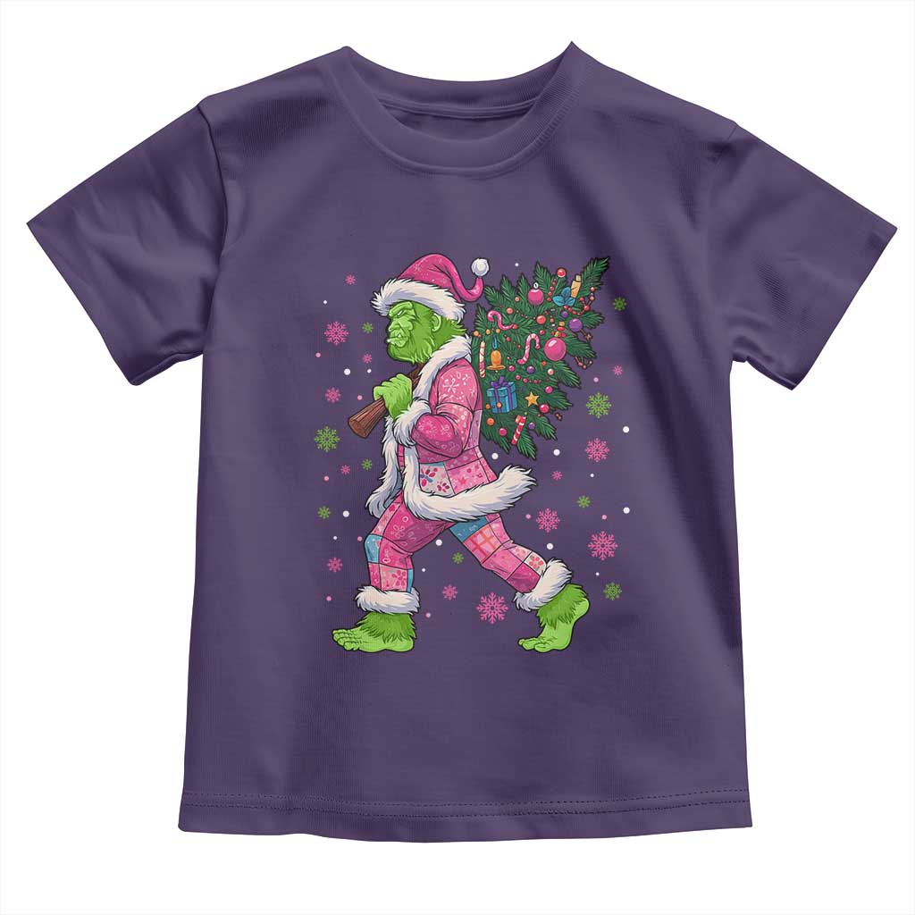 Bigfoot Christmas Tree Toddler T Shirt Pink Xmas Funny Green Sasquatch TS10 Purple Print Your Wear