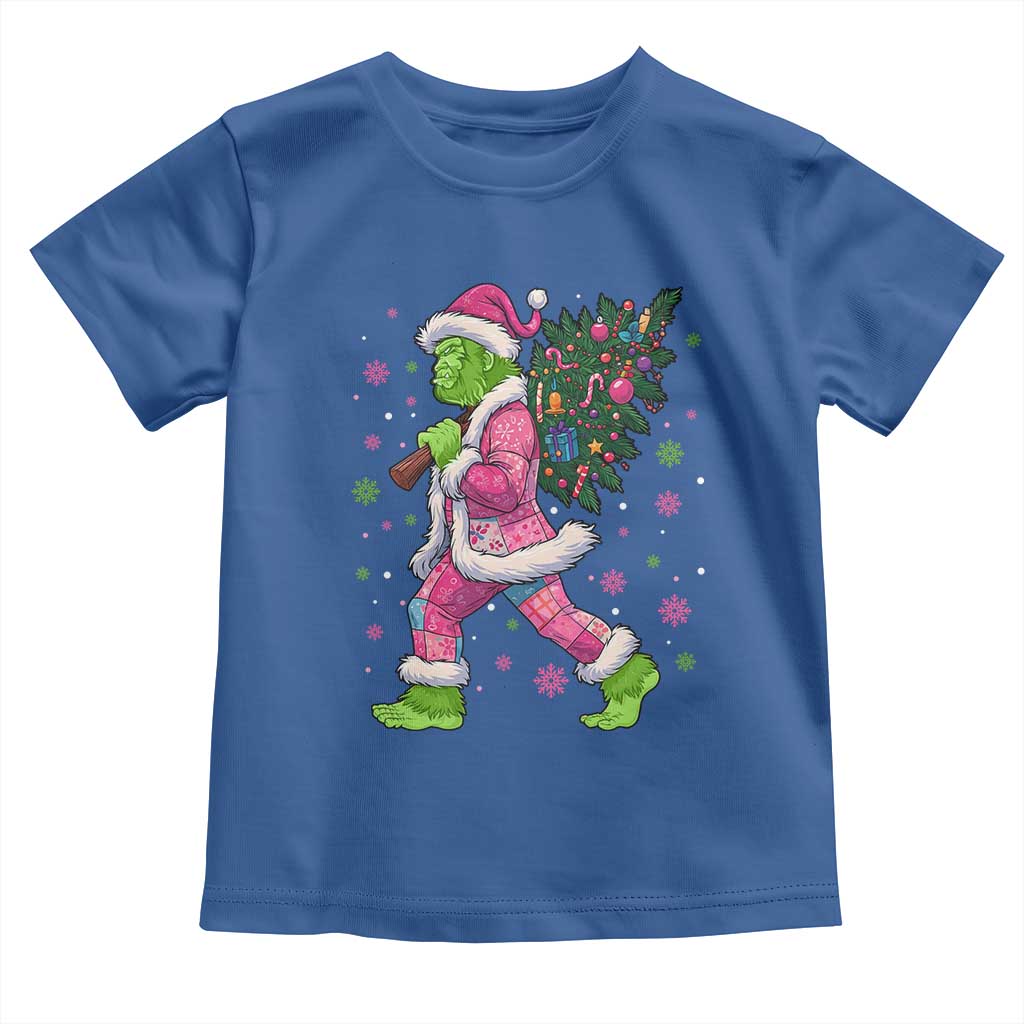 Bigfoot Christmas Tree Toddler T Shirt Pink Xmas Funny Green Sasquatch TS10 Royal Blue Print Your Wear