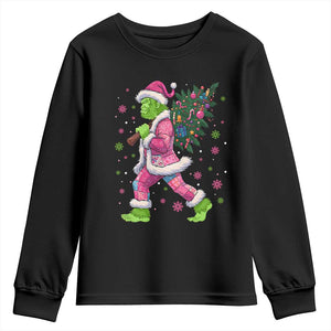 Bigfoot Christmas Tree Youth Sweatshirt Pink Xmas Funny Green Sasquatch TS10 Black Print Your Wear
