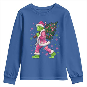 Bigfoot Christmas Tree Youth Sweatshirt Pink Xmas Funny Green Sasquatch TS10 Royal Blue Print Your Wear