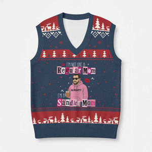 Not A Regular Mom I'm A Sandler Mom V-Neck Knit Sweater Vest Retro Movie Actor Adam Fan TS10 Navy Red Print Your Wear