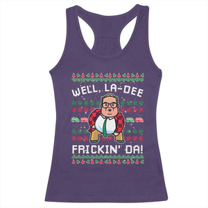 Funny Ugly Christmas Racerback Tank Top Well La Dee Frickin Da Xmas Saturday Night TS10 Purple Print Your Wear