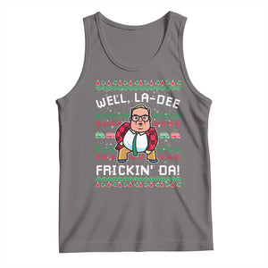 Funny Ugly Christmas Tank Top Well La Dee Frickin Da Xmas Saturday Night TS10 Deep Heather Print Your Wear