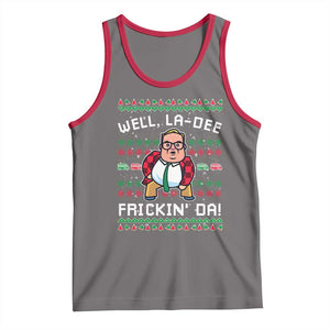 Funny Ugly Christmas Tank Top Well La Dee Frickin Da Xmas Saturday Night - Print Your Wear