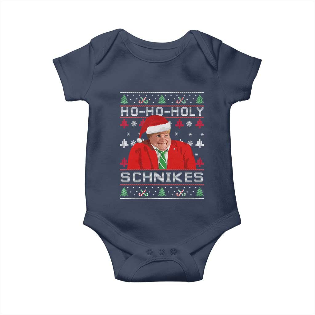 Funny Ugly Christmas Baby Onesie Chris Holy Schnikes Farley TS10 Navy Print Your Wear