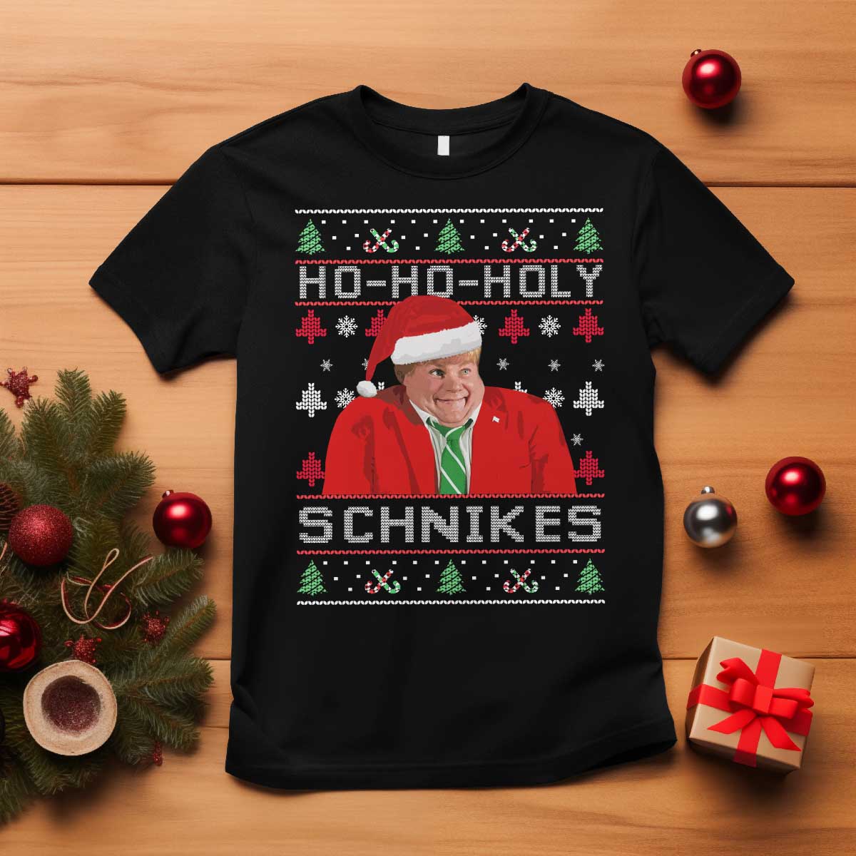 Funny Ugly Christmas T Shirt Chris Holy Schnikes Farley TS10 Black Print Your Wear