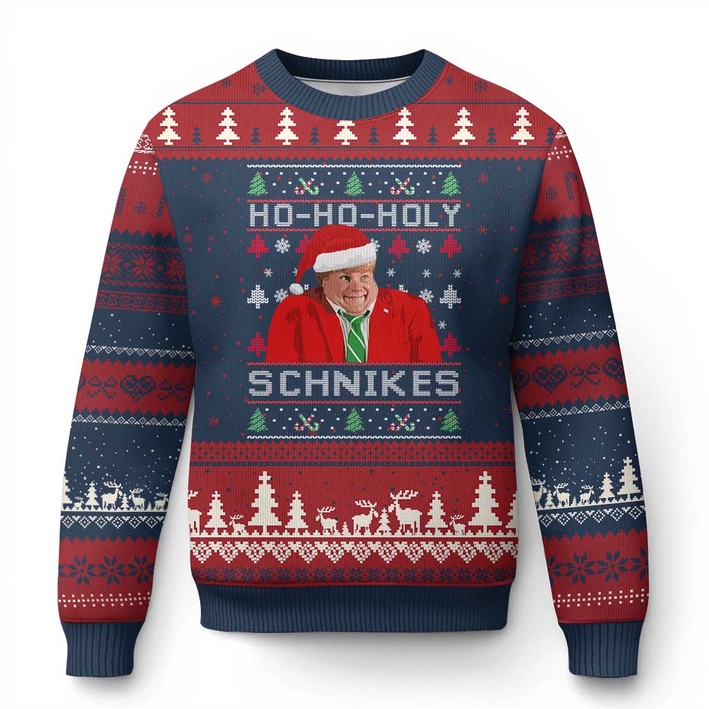 Funny Ugly Xmas Ugly Christmas Sweater Chris Holy Schnikes Farley TS10 Navy Red Print Your Wear