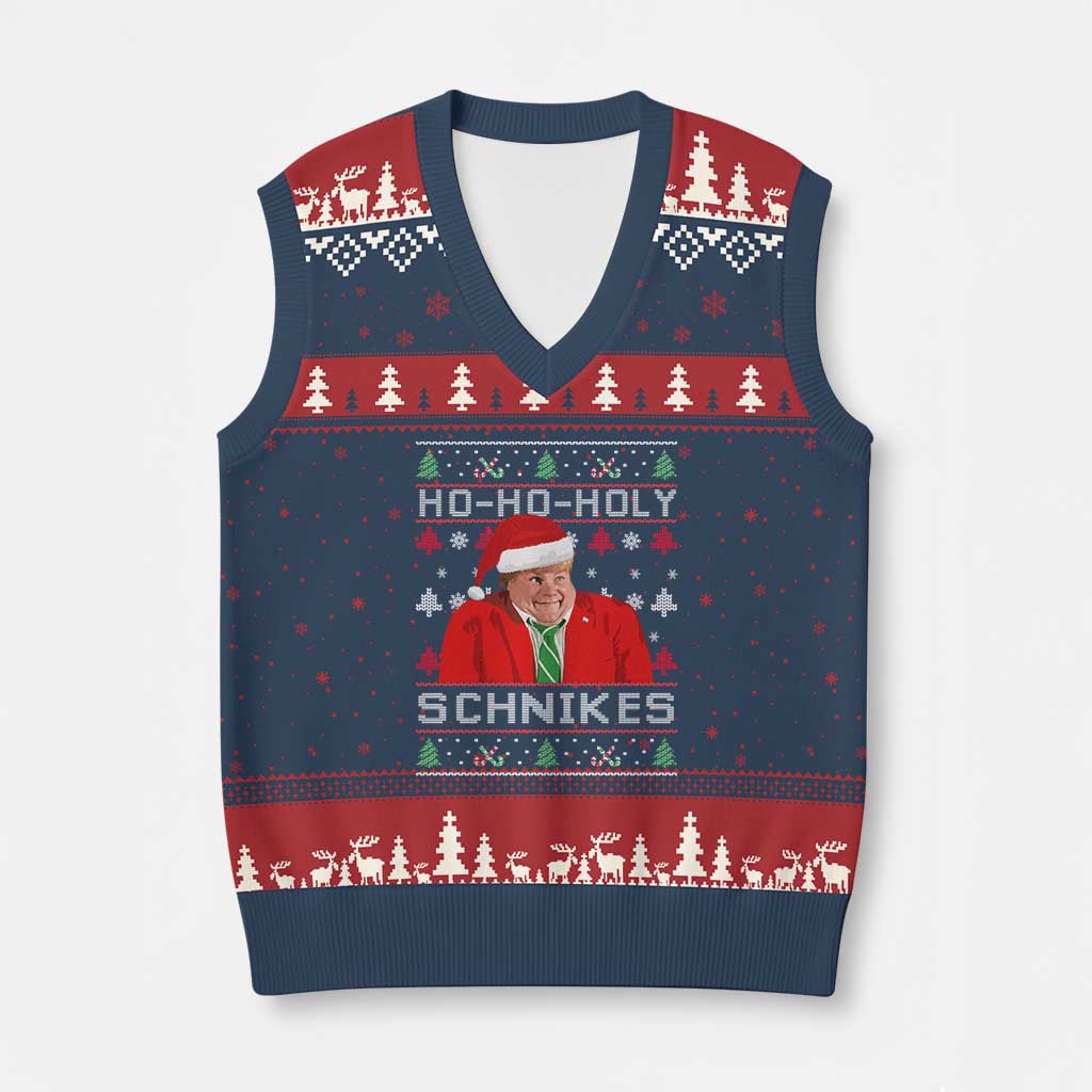 Funny Ugly Xmas V-Neck Knit Sweater Vest Chris Holy Schnikes Farley TS10 Navy Red Print Your Wear