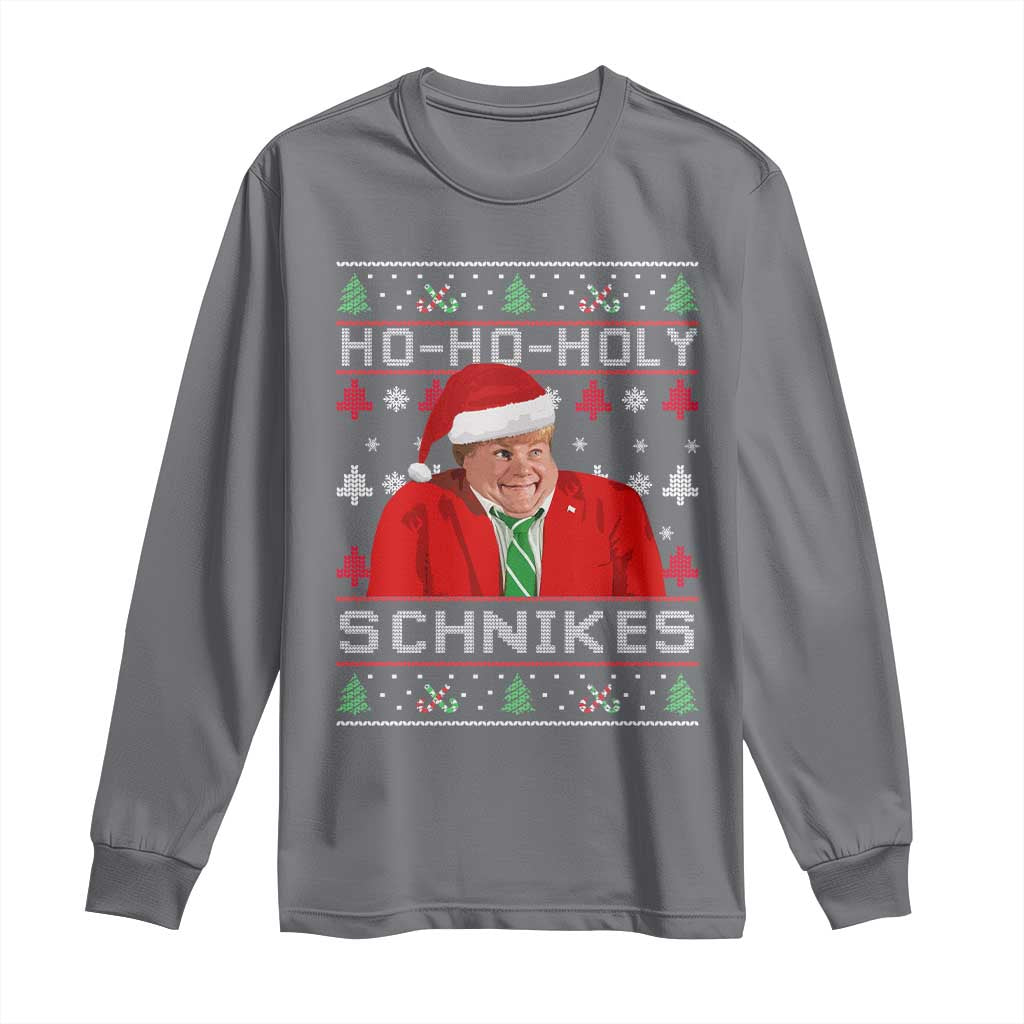 Funny Ugly Christmas Long Sleeve Shirt Chris Holy Schnikes Farley TS10 Charcoal Print Your Wear