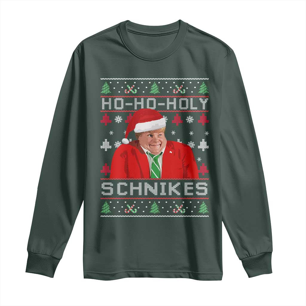 Funny Ugly Christmas Long Sleeve Shirt Chris Holy Schnikes Farley TS10 Dark Forest Green Print Your Wear