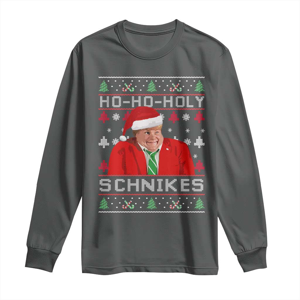 Funny Ugly Christmas Long Sleeve Shirt Chris Holy Schnikes Farley TS10 Dark Heather Print Your Wear