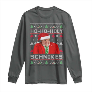 Funny Ugly Christmas Long Sleeve Shirt Chris Holy Schnikes Farley TS10 Dark Heather Print Your Wear