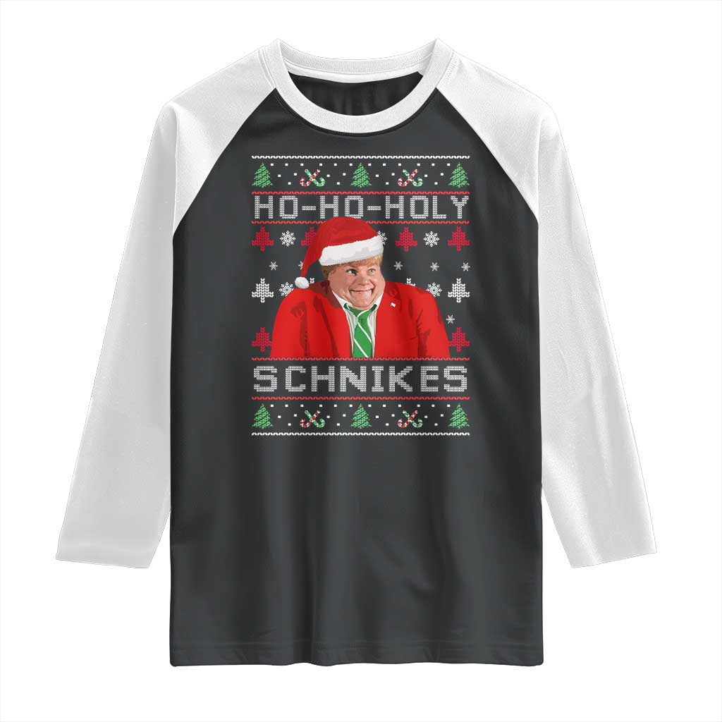 Funny Ugly Christmas Raglan Shirt Chris Holy Schnikes Farley TS10 Black White Print Your Wear
