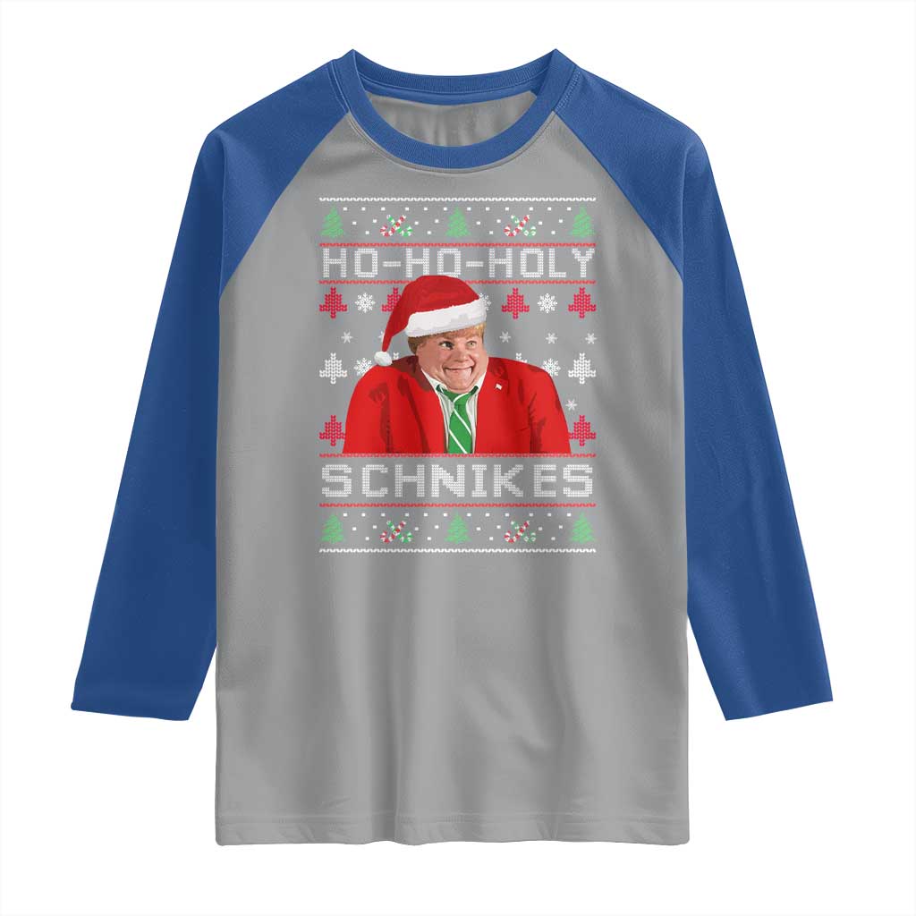 Funny Ugly Christmas Raglan Shirt Chris Holy Schnikes Farley TS10 Sport Gray Royal Print Your Wear