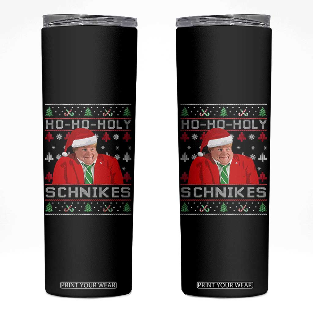 Funny Ugly Christmas Skinny Tumbler Chris Holy Schnikes Farley TS10 Black Print Your Wear