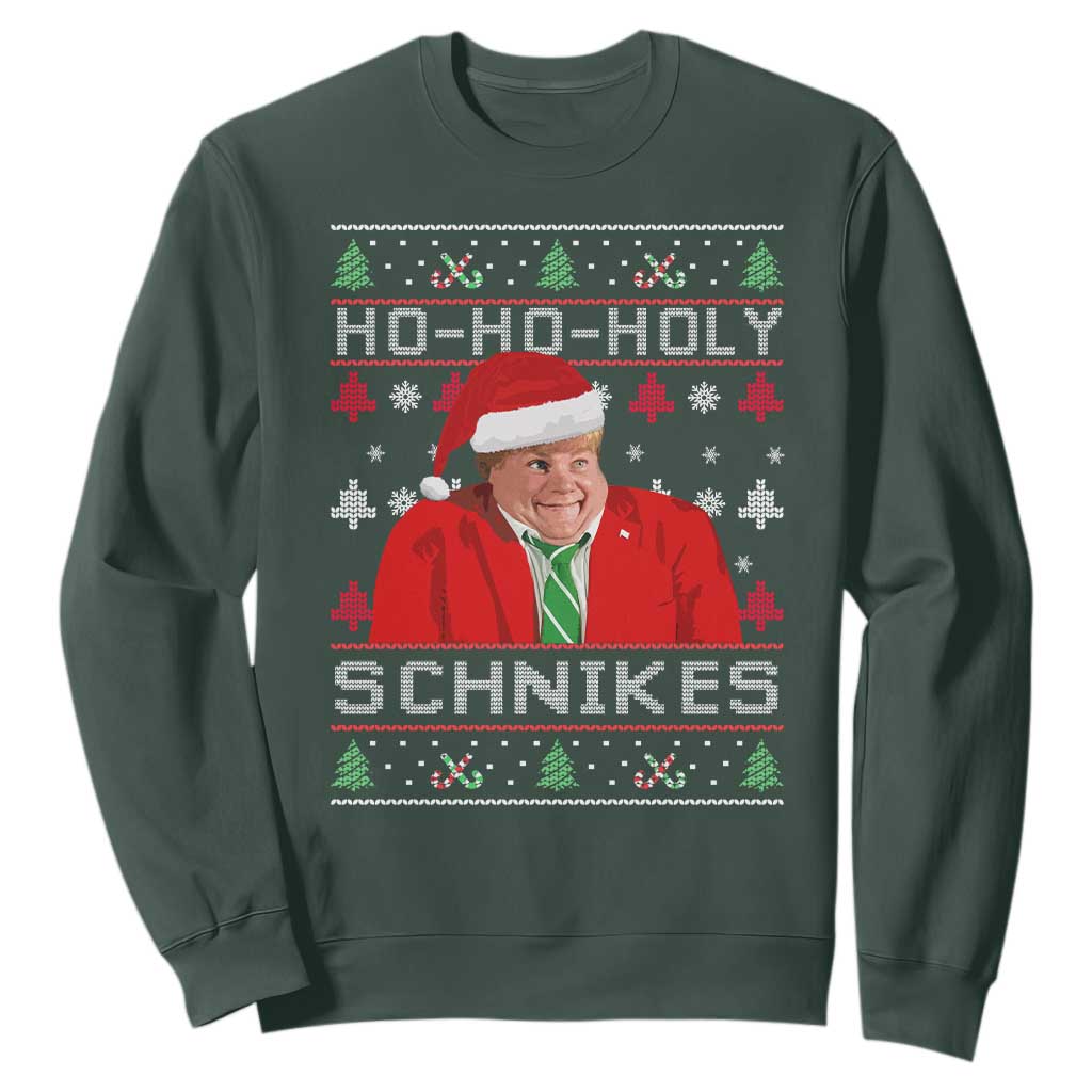 Funny Ugly Christmas Sweatshirt Chris Holy Schnikes Farley TS10 Dark Forest Green Print Your Wear
