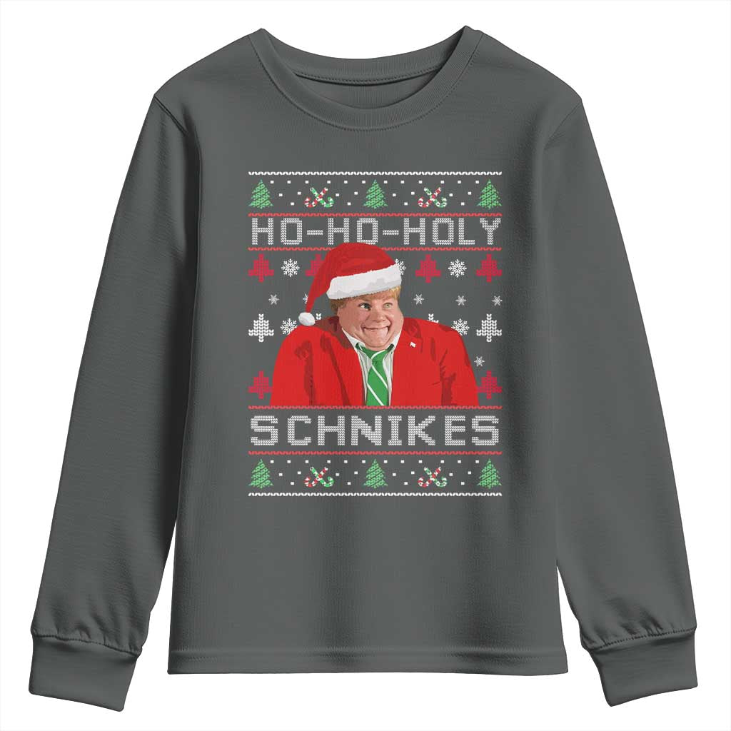 Funny Ugly Christmas Youth Sweatshirt Chris Holy Schnikes Farley TS10 Dark Heather Print Your Wear