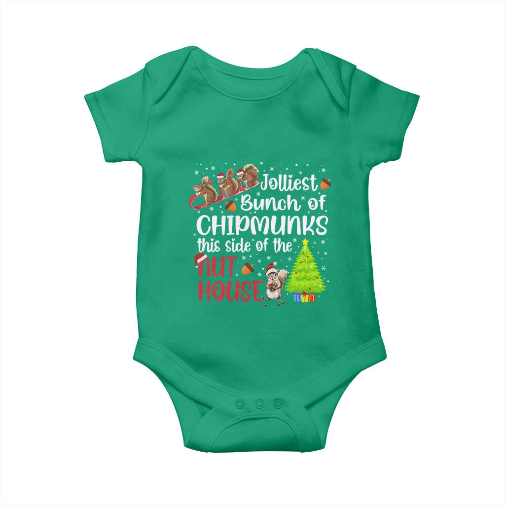 Funny Christmas Baby Onesie Jolliest Bunch Of Chipmunks This Side Of The Nut House TS10 Irish Green Print Your Wear