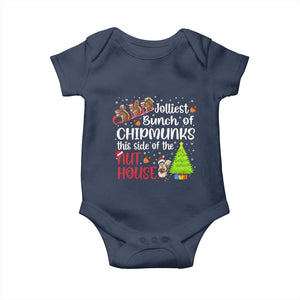 Funny Christmas Baby Onesie Jolliest Bunch Of Chipmunks This Side Of The Nut House TS10 Navy Print Your Wear