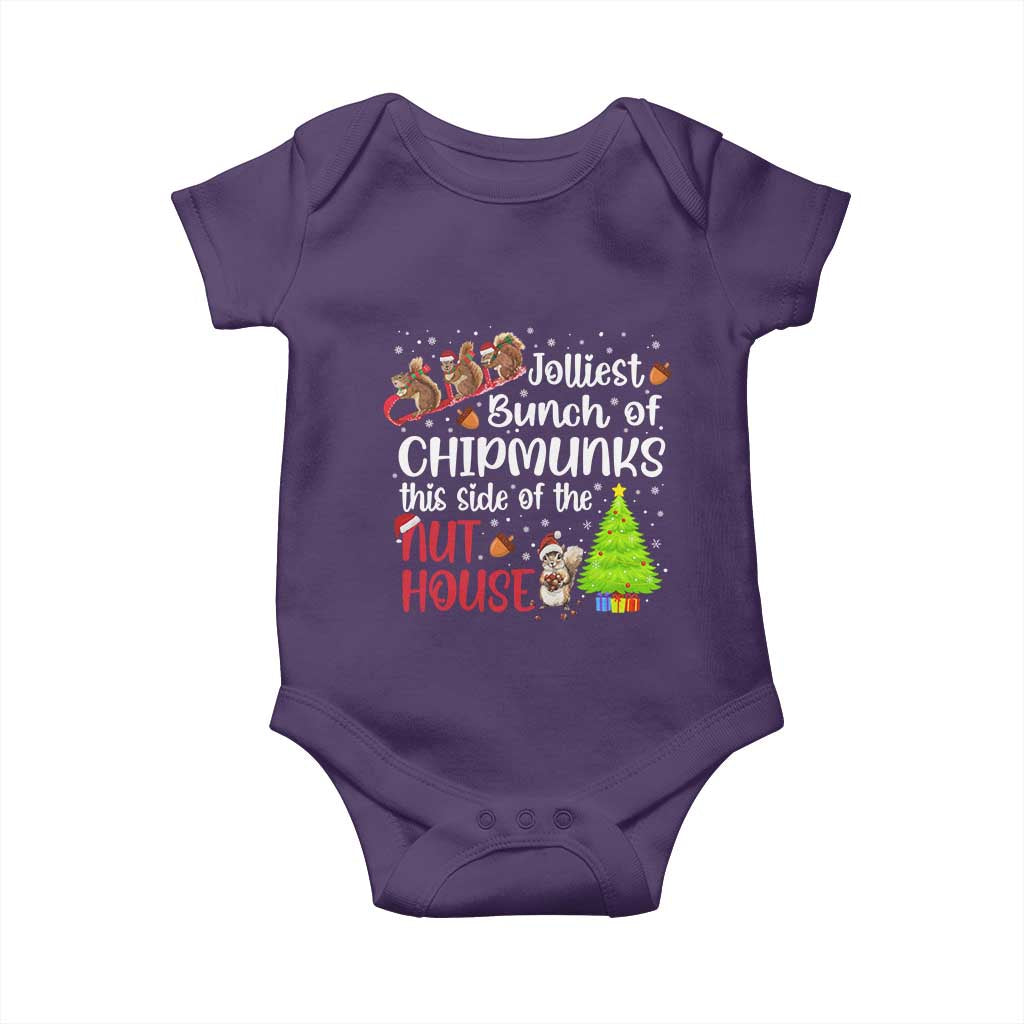 Funny Christmas Baby Onesie Jolliest Bunch Of Chipmunks This Side Of The Nut House TS10 Purple Print Your Wear