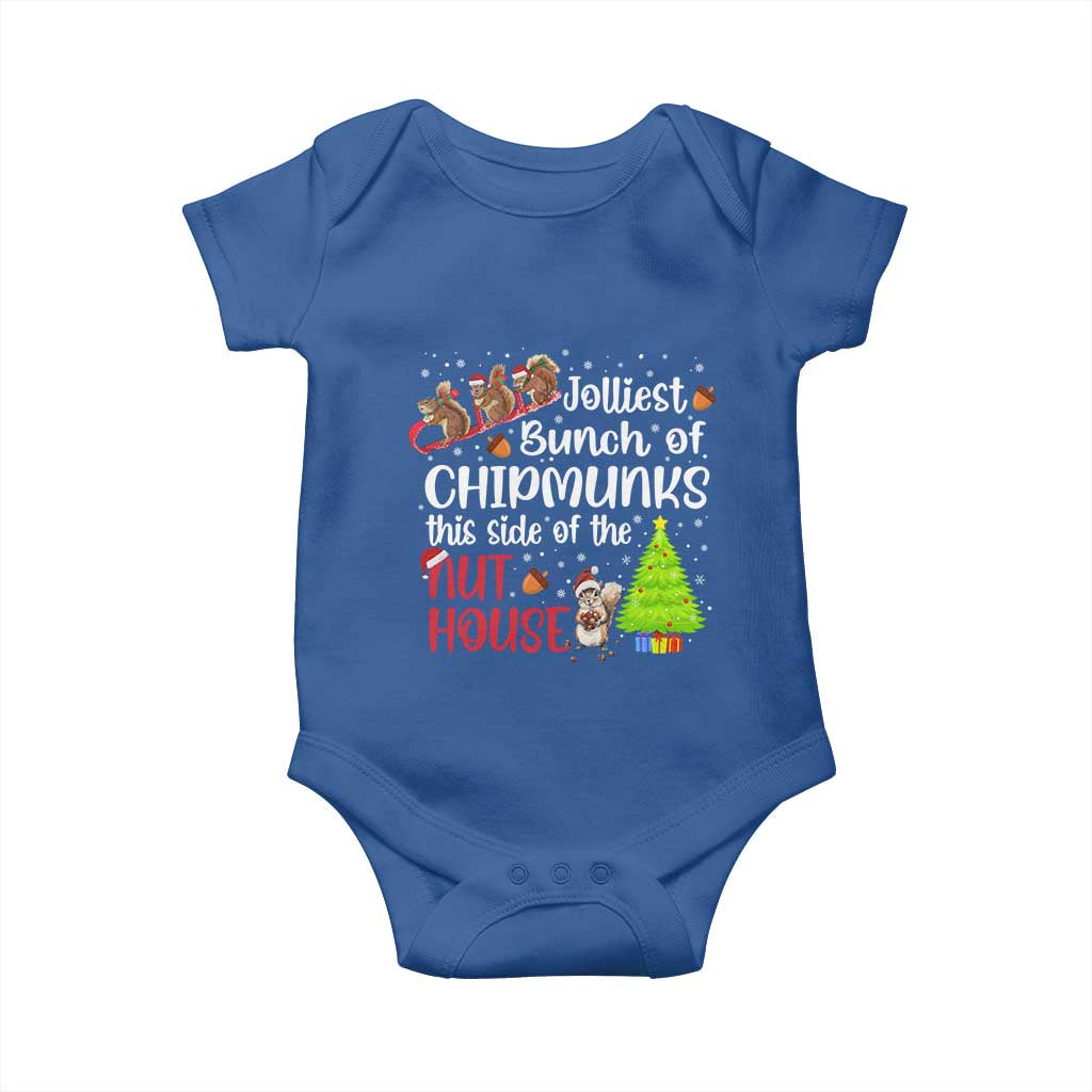 Funny Christmas Baby Onesie Jolliest Bunch Of Chipmunks This Side Of The Nut House TS10 Royal Blue Print Your Wear